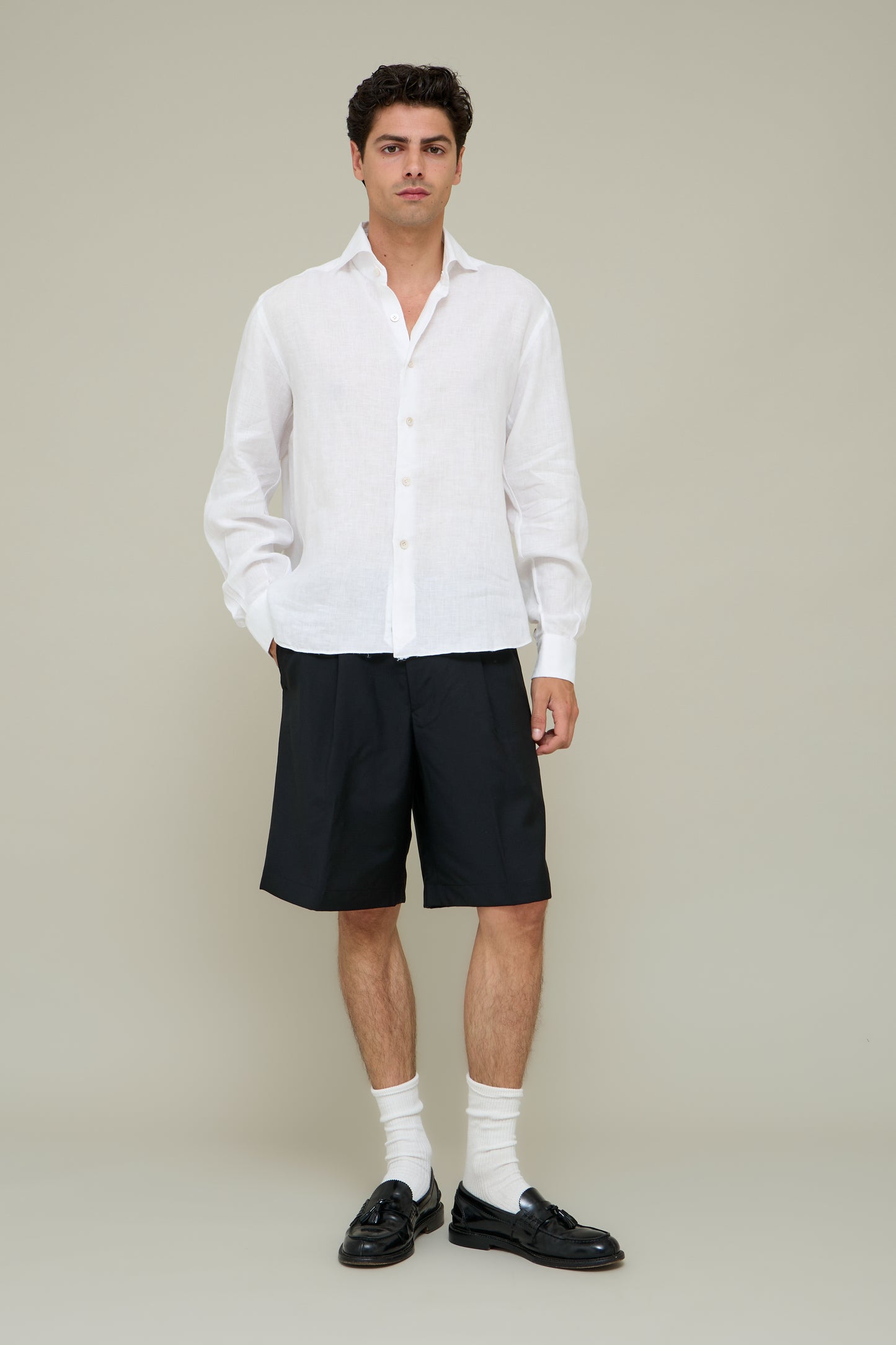 Pleated Tailored Shorts - Black