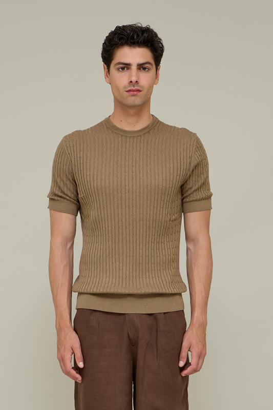 La Treccia Tee - Camel