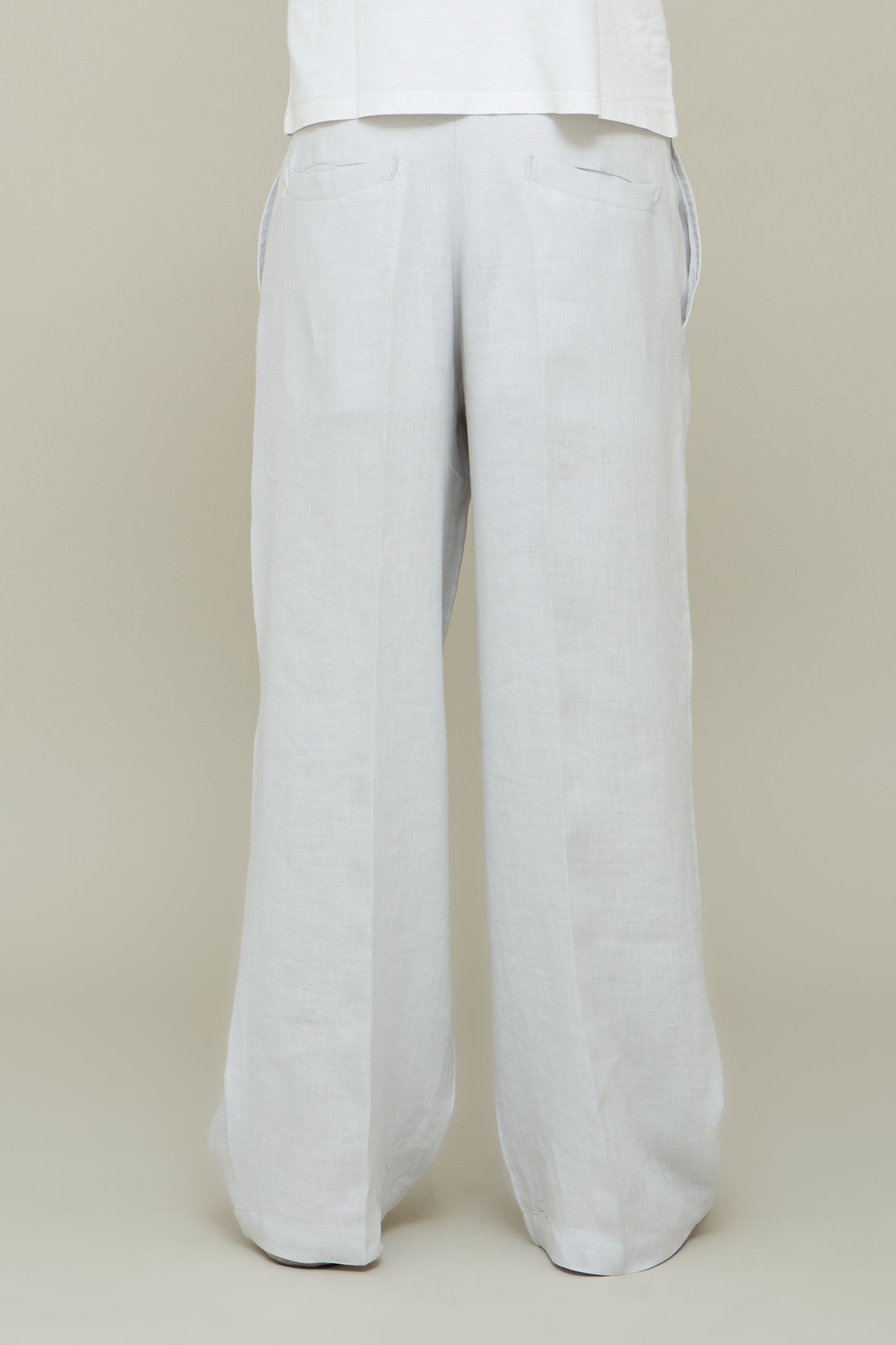Linen Straight Trousers - Ice Grey