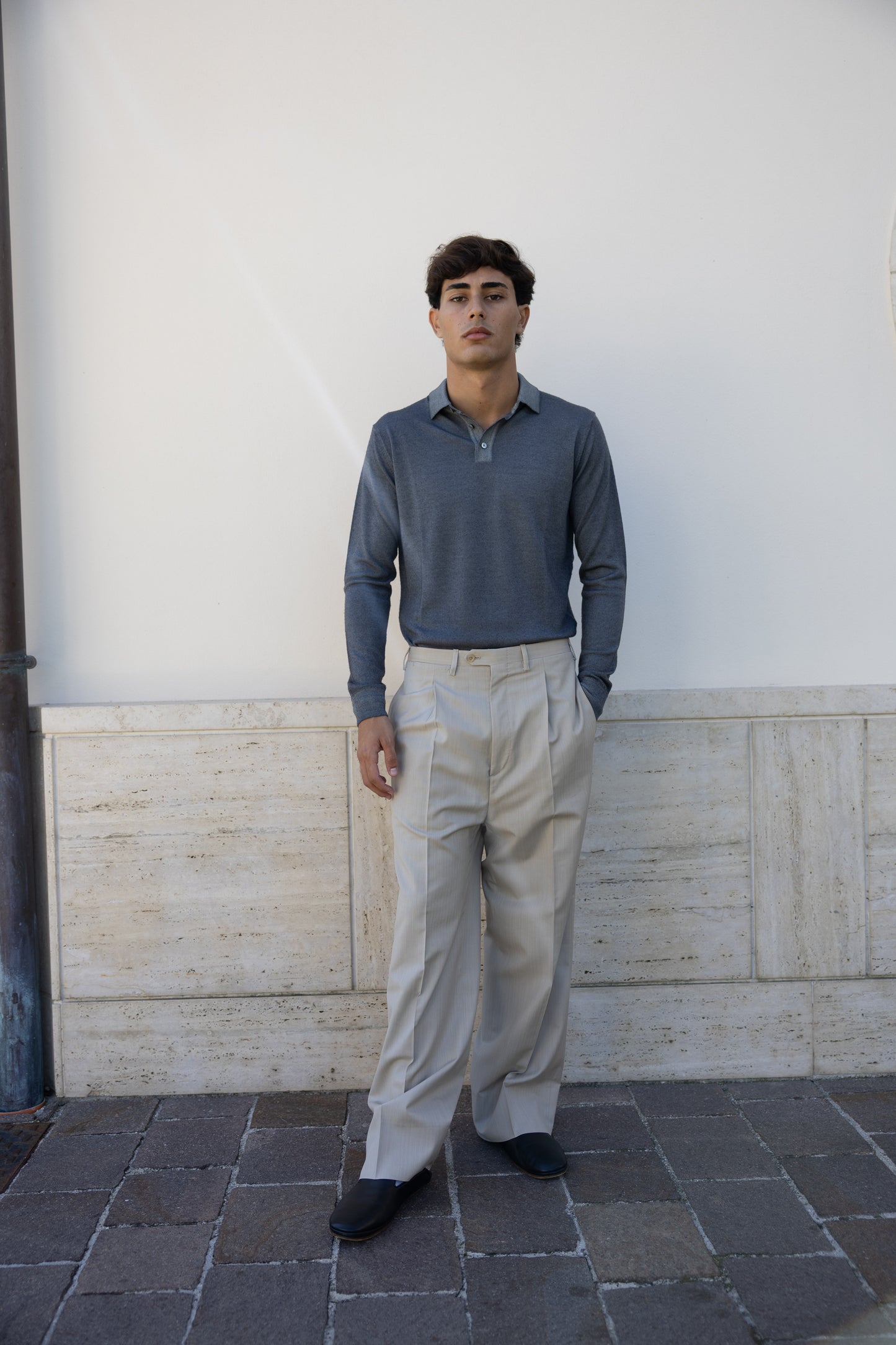 POLO SWEATER WASHED GREY