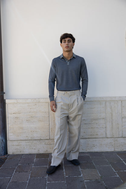POLO SWEATER WASHED GREY