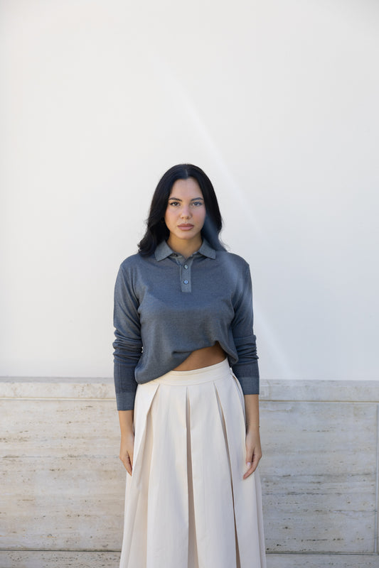 POLO SWEATER WASHED GREY