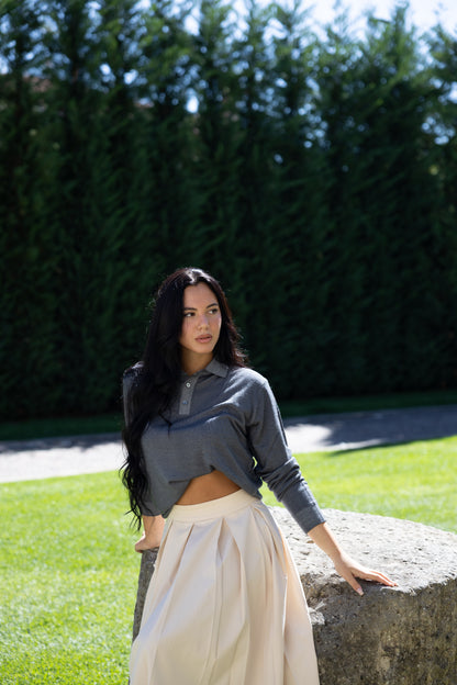 POLO SWEATER WASHED GREY