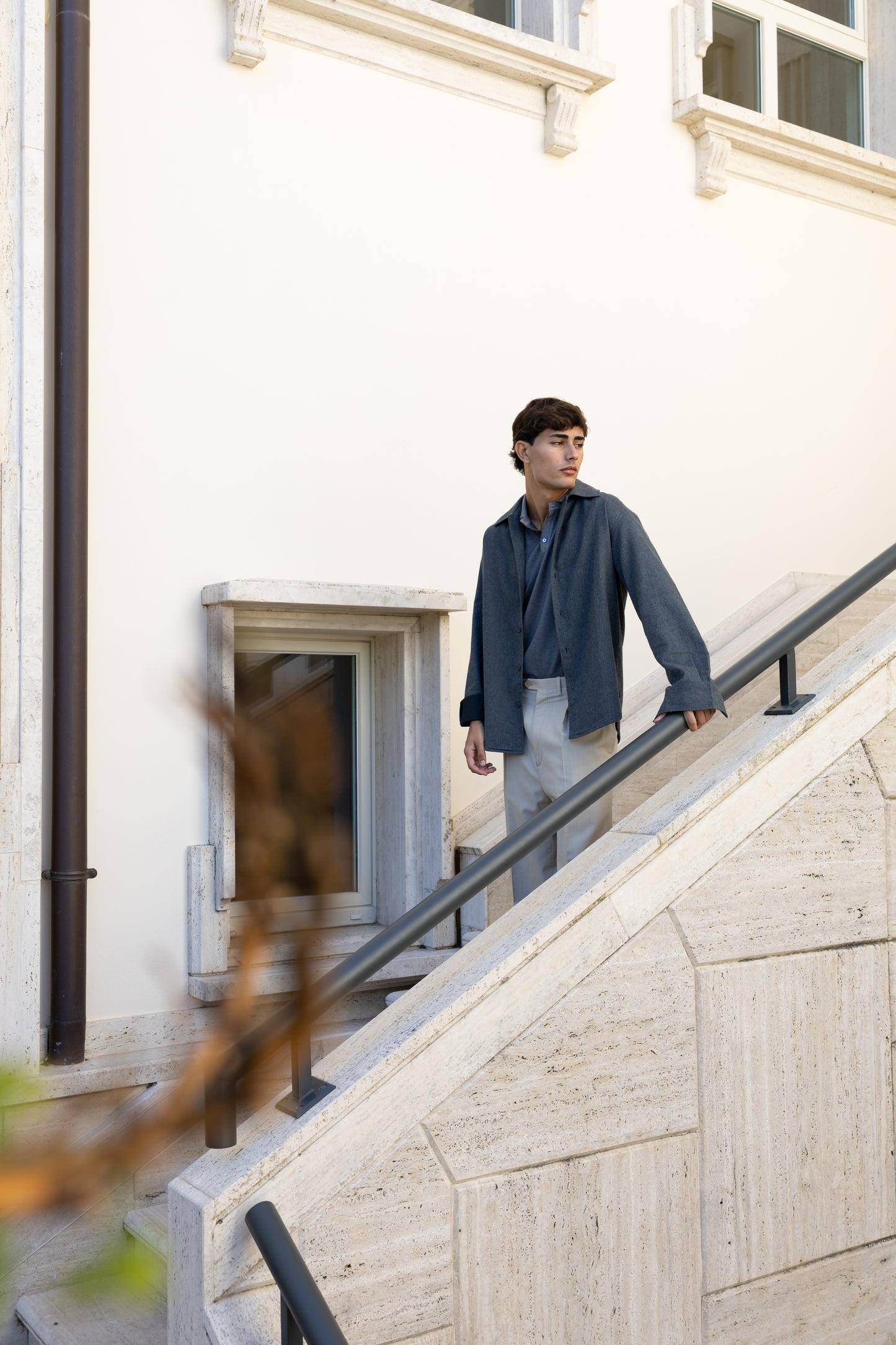 POLO SWEATER WASHED GREY