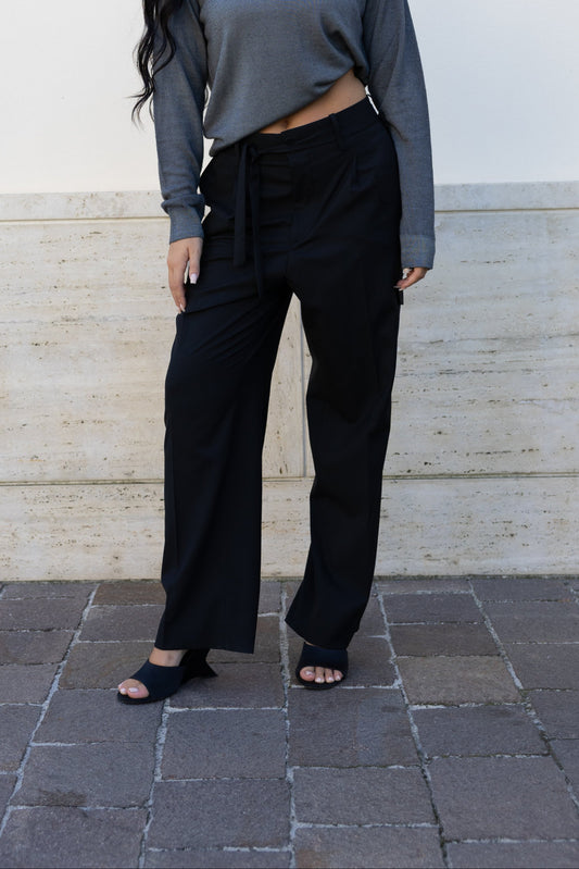 FORMAL CARGO TROUSERS ELEGANT BLACK