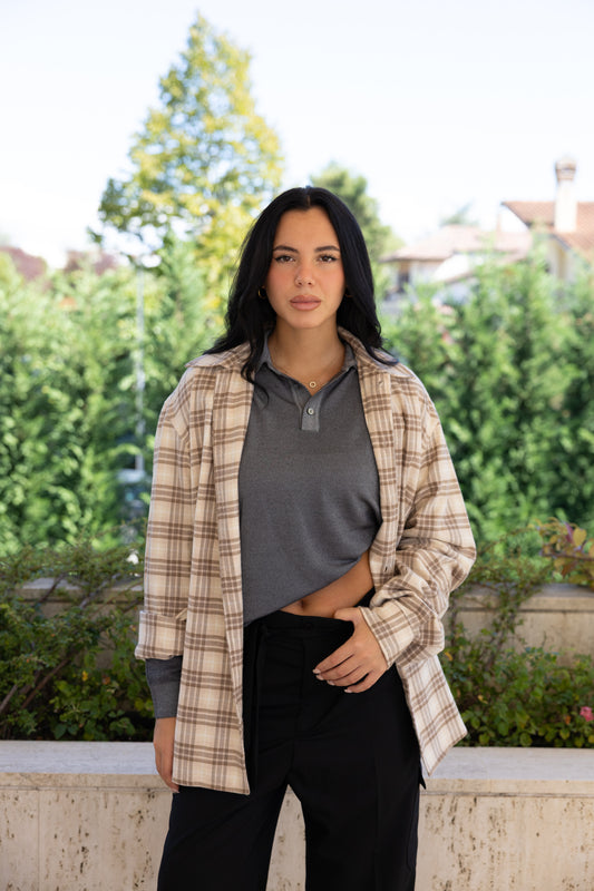 OVERSHIRT PLAID BEIGE & BROWN