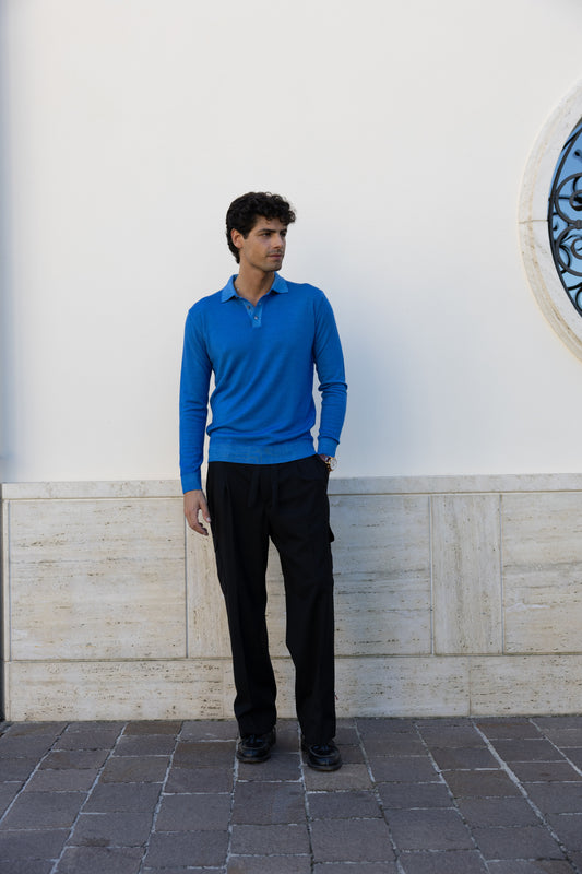 POLO SWEATER WASHED SKY BLUE
