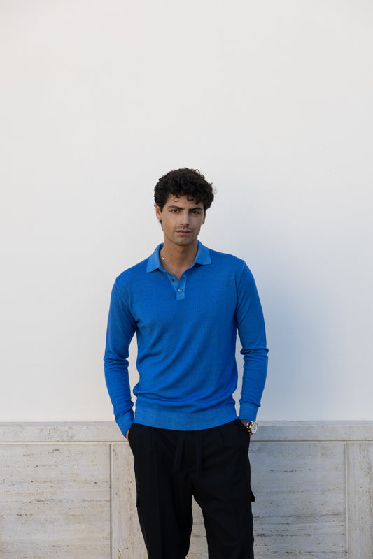 POLO SWEATER WASHED SKY BLUE