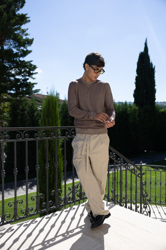 CREWNECK SWEATER WASHED GREIGE