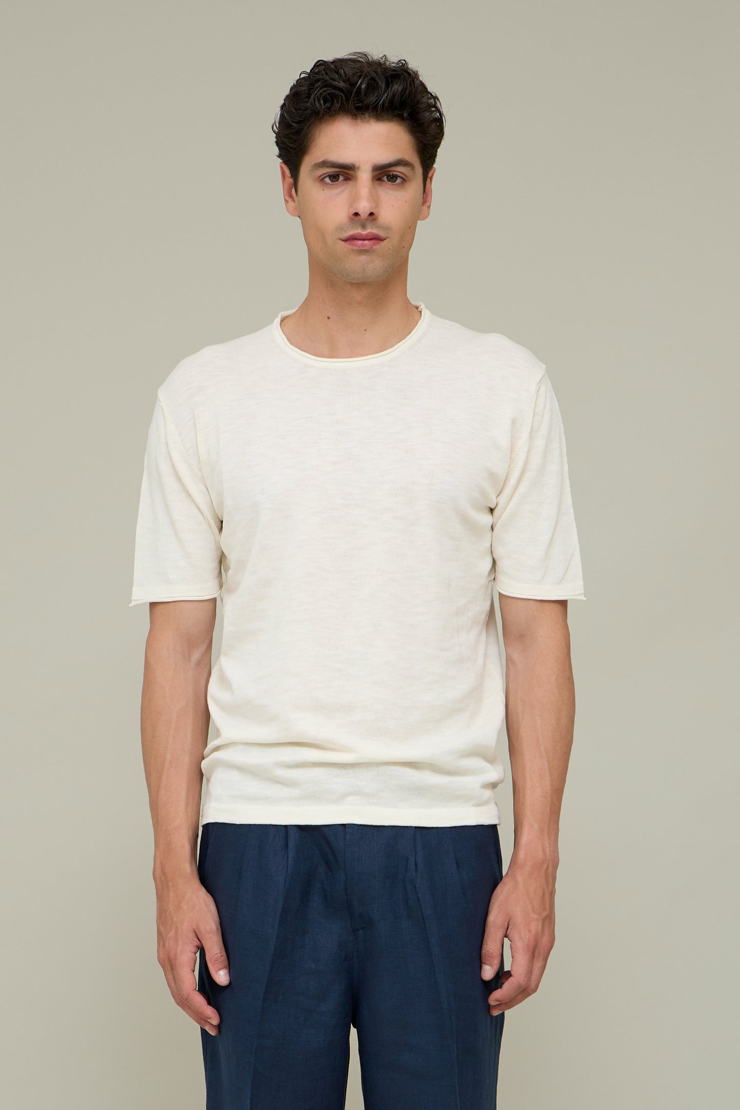 Linen Knit Tee – Cream White