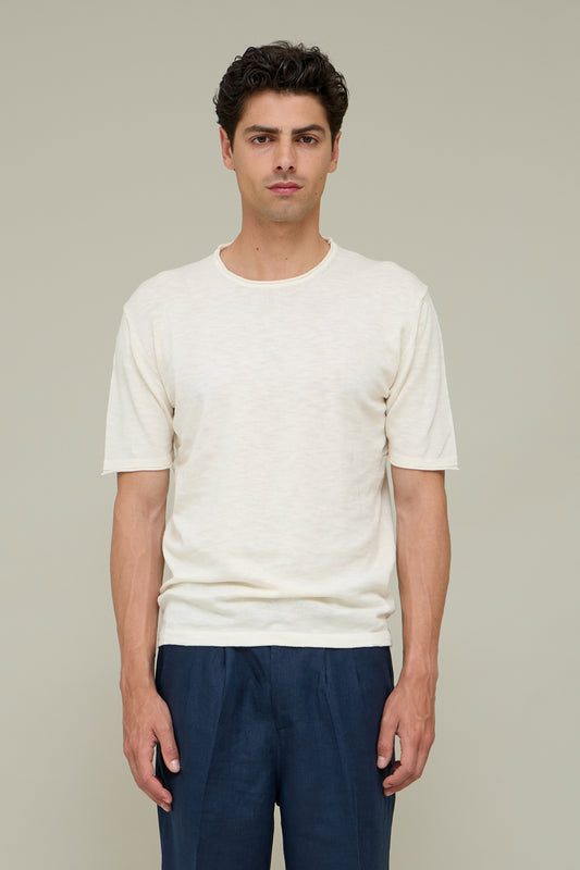 Linen Knit Tee – Cream White
