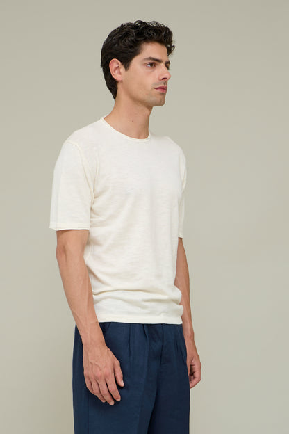 Linen Knit Tee – Cream White