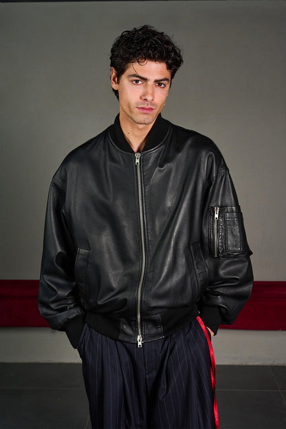Clubber Leather Bomber