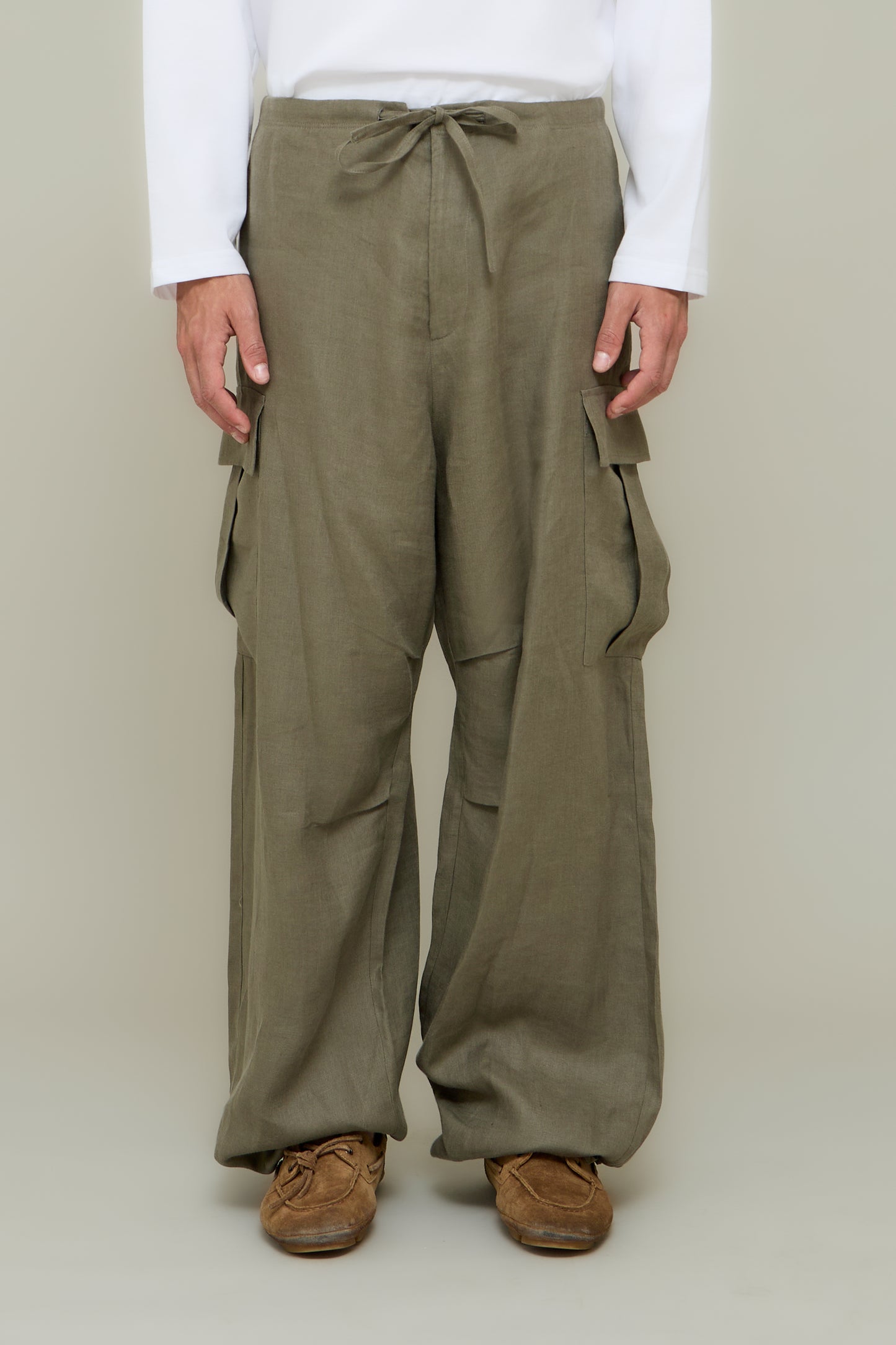 Linen Parachute Cargo - Olive Green