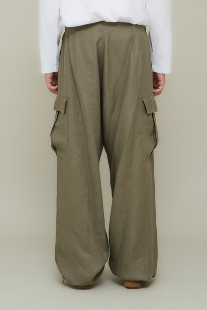 Linen Parachute Cargo - Olive Green